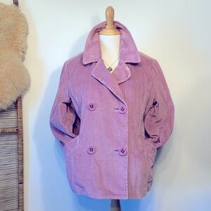 J. JILL-Dusty Pink Rose Corduroy Double Breasted Crop Jacket/Coat-Size Medium